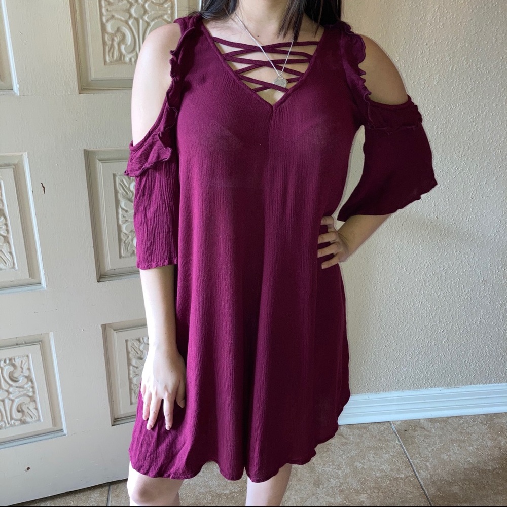 Burgundy short dress